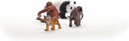 SCHLEICH Wild Life Africa Starter Set Figurine para maiores de 3 anos, Conjunto de 4 figuras em miniatura, 2,5 x 24,7 x 18,6 cm, 42721, Conjunto de figuras de brinquedo para dramatização, contação de histórias, colecionismo