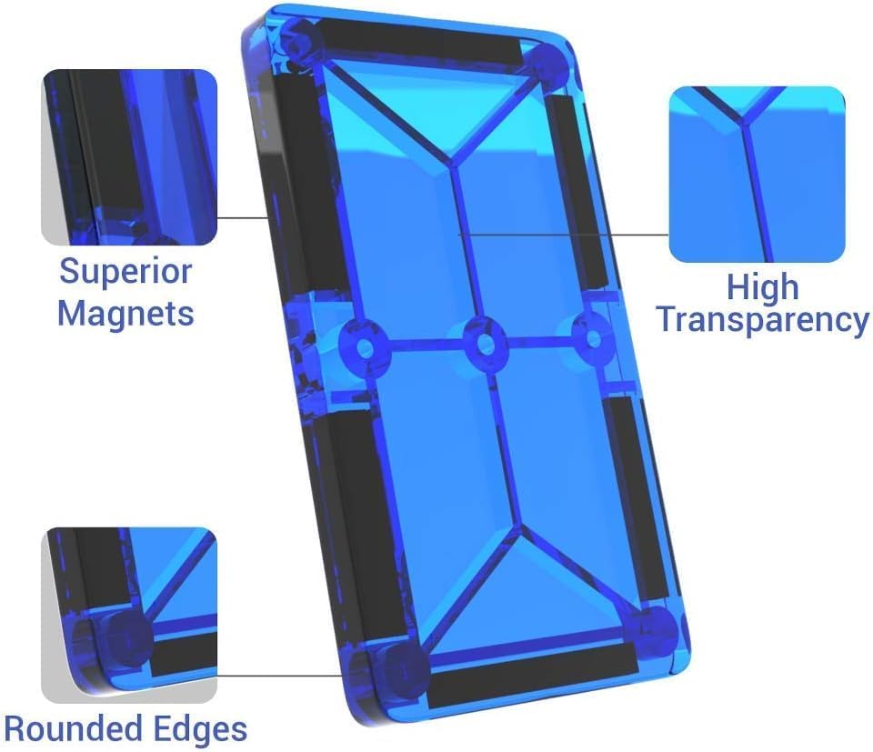Desire Deluxe Bloques de construcción de azulejos magnéticos, juguetes de construcción para niños y niñas, 47 piezas, juguete educativo de aprendizaje STEM para niños de 3, 4, 5, 6, 7, 8 años, regalo