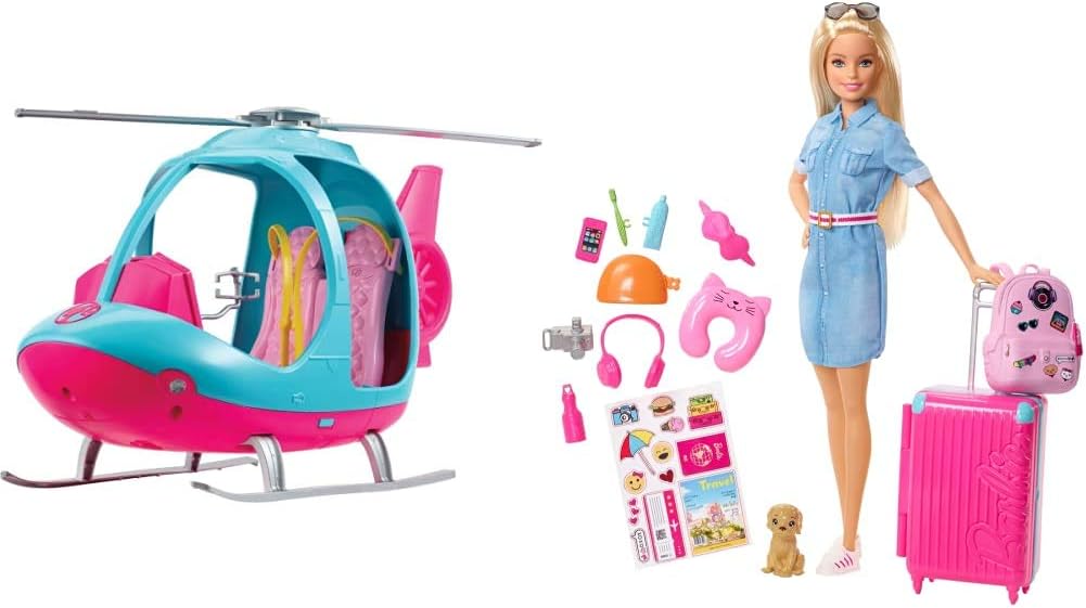 Barbie Helicóptero, Rosa e Azul com Rotor Giratório