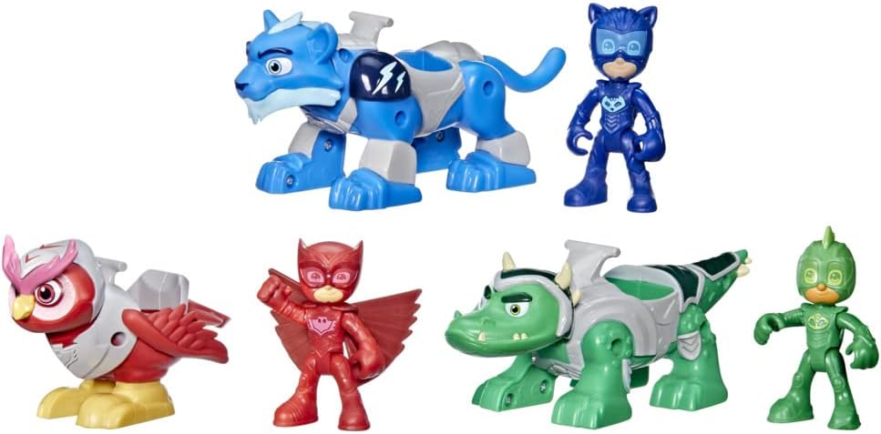 PJ Masks Animal Power Hero Animal Trio Brinquedo pré-escolar, boneco de ação e conjunto de veículos para crianças de 3 anos ou mais