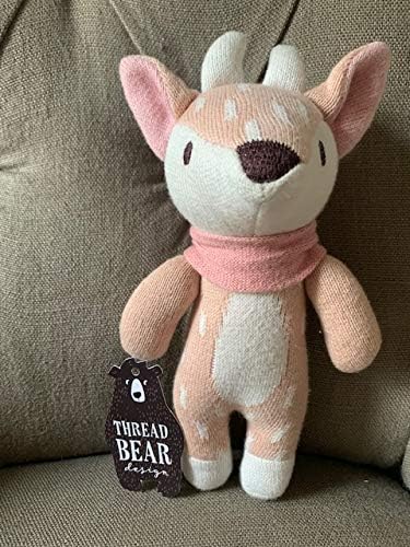 ThreadBear Design Boneca animal macia de brinquedo de cervo bebê em rosa - presente para bebês e crianças pequenas promove brincadeiras sensoriais e imaginativas e reconhecimento de toque para crianças a partir de 0 anos