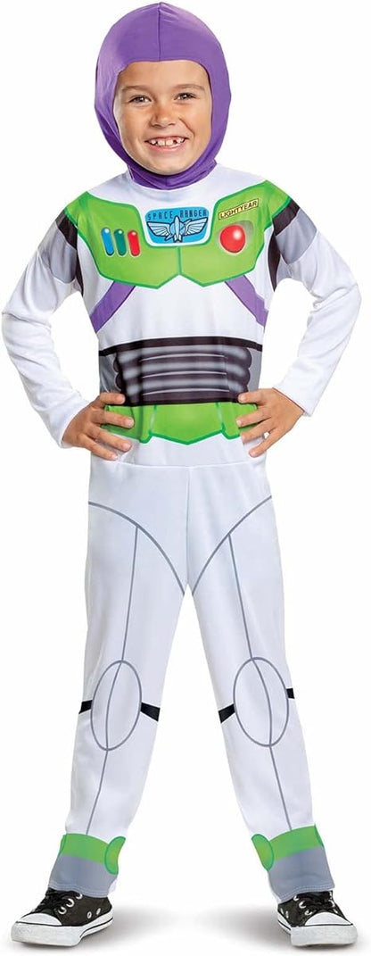 DISGUISE Traje oficial clássico oficial da Disney Buzz Lightyear para crianças, Buzz Lightyear Dress Up Onesie, Toy Story Dress Up Costume Fancy Dress, Trajes do Dia Mundial do Livro para meninos