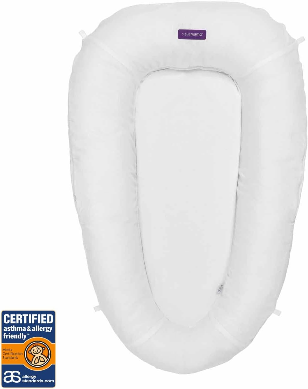 ClevaMama ClevfaoM Baby Pod & Cocoon Newborn Nest, certificado para asma e alergia, redutor de barriga para casaco e berço com bordas protetoras - pacote, 52 x 87 cm