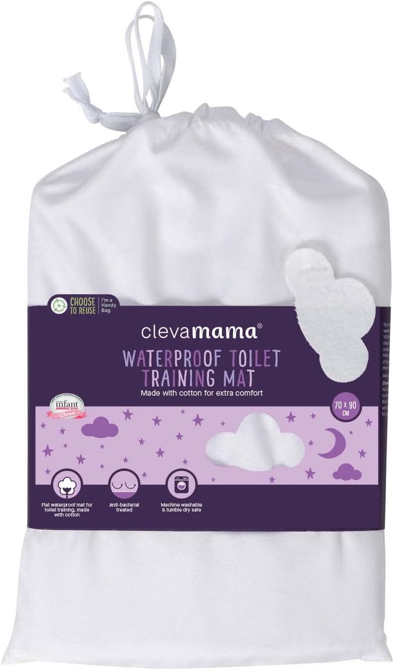 Clevamama Lençol protetor de cama à prova d'água Tensal - Tapete de dormir para treinamento de banheiro em Tensal reutilizável e lavável para incontinência e acidentes - Wahite, 70x90cm (3331)