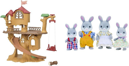 Sylvanian Families 5494 Adventure Tree House Playset, Multicolorido, 320 x 215 x 430 milímetros e família de coelhos Cottontail