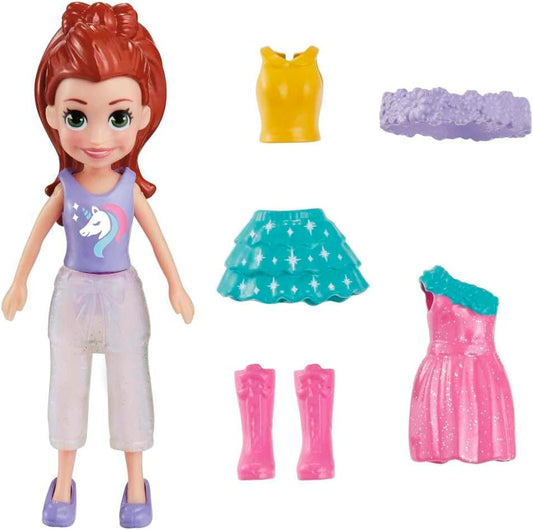 Polly Pocket Conjunto de jogos Lilac Shimmer & Shine Fashion Pack inclui uma boneca, roupas e acessórios adicionais para meninas de 4 anos ou mais