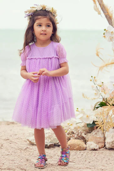 |Girl| Vestido De Festa Em Malha - Lilac purple (3 meses a 7 anos)