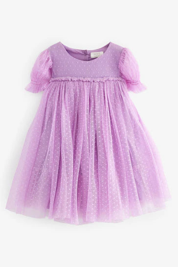 |Niña| Vestido de fiesta de malla - Lila violeta (3 meses a 7 años)