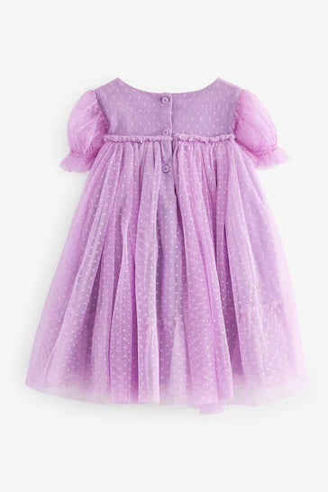 |Niña| Vestido de fiesta de malla - Lila violeta (3 meses a 7 años)