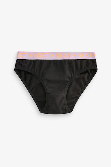 |Niña| Pack de 7 braguitas de bikini elásticas en negro brillante (5-16 años)