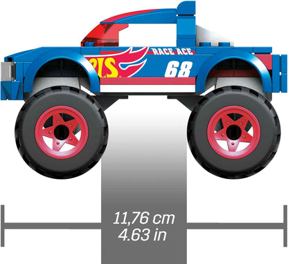 Conjunto de construção Mega Hot Wheels Race Ace Monster Truck conjunto de construção de carro de brinquedo com condutor de microfigura, 69 peças, conjunto de oferta para meninos e meninas a partir dos 5 anos