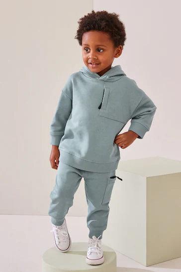 |Boy| Conjunto De Moletom Utilitário Azul Mineral e Conjunto De Jogging (3 meses a 7 anos)