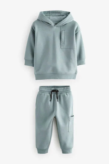 |Boy| Conjunto De Moletom Utilitário Azul Mineral e Conjunto De Jogging (3 meses a 7 anos)