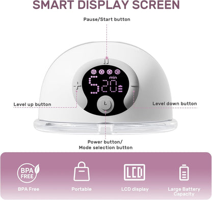 NCVI Extractor de Leche Manos Libres, Extractor de Leche Portátil S32 para Lactancia, Extractor de Leche Eléctrico con 4 Modos y 9 Niveles, Extractor de Leche Portátil Inalámbrico con Pantalla LCD, Brida de 24 mm, Silencioso y Discreto, Paquete de 2