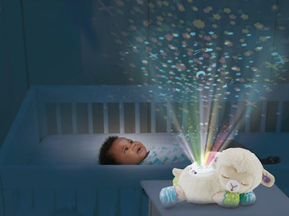 VTech Chupete 3 en 1 Oveja Cielo Estrellado, Juguete Suave para Bebé con Proyector de Luz Nocturna, Sonidos de la Naturaleza, Ruido Blanco y Música, Regalo para Bebés 0, 3, 6, 12 Meses+, Versión en Inglés