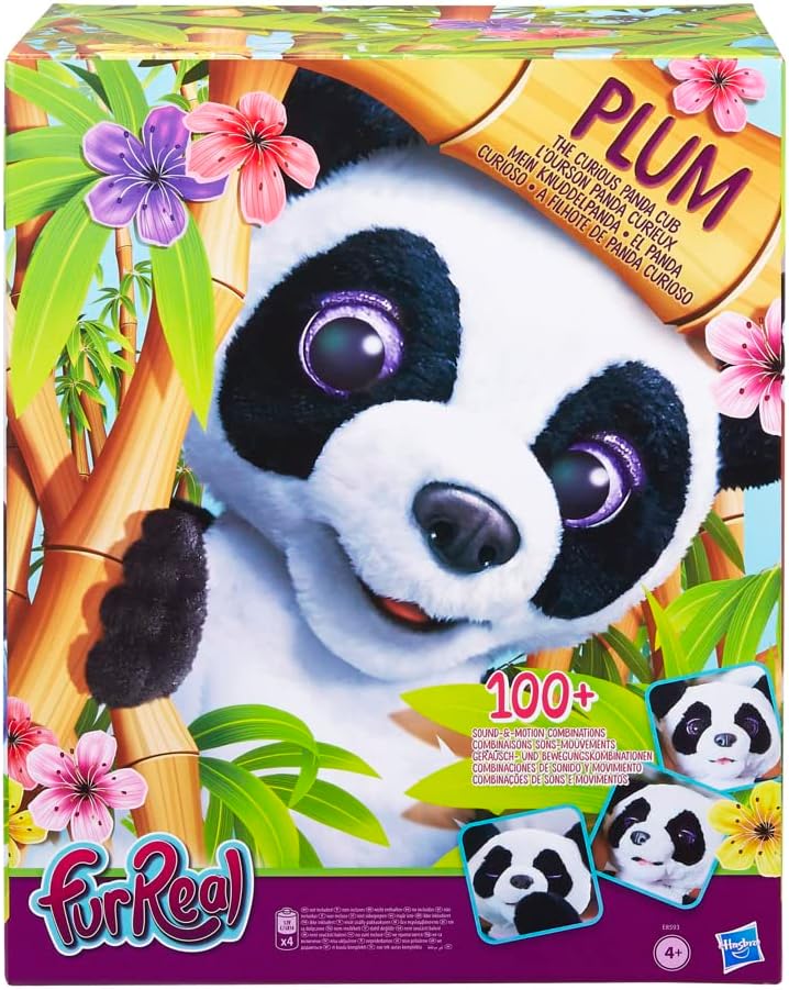 FurReal Friends  Plum, o curioso brinquedo de pelúcia interativo Panda Cub, a partir de 4 anos, preto