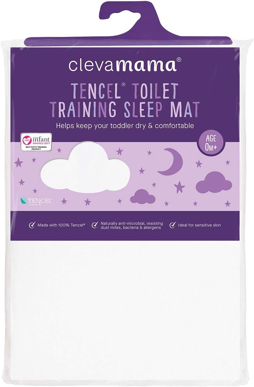 Clevamama Lençol protetor de cama à prova d'água Tensal - Tapete de dormir para treinamento de banheiro em Tensal reutilizável e lavável para incontinência e acidentes - Wahite, 70x90cm (3331)