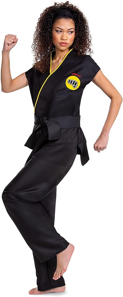 Disguise Traje adulto masculino cobra kai, oficial cobra kai gi para com faixa preta, tamanho adulto fantasias de tamanho adulto