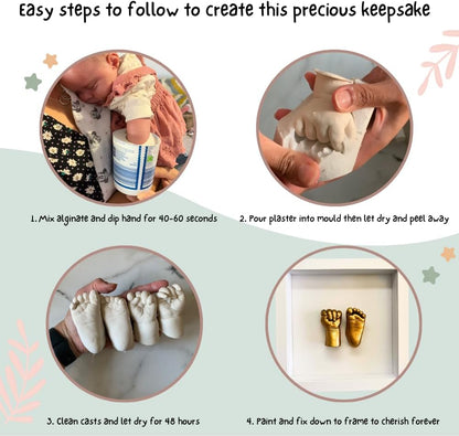 Kit genérico de huellas y manos de bebé en 3D, regalos para recién nacidos para niños y niñas, regalos para niñas y niños, regalos personalizados para baby shower, decoración de guardería, regalos para nuevos padres, arte de pared para guardería