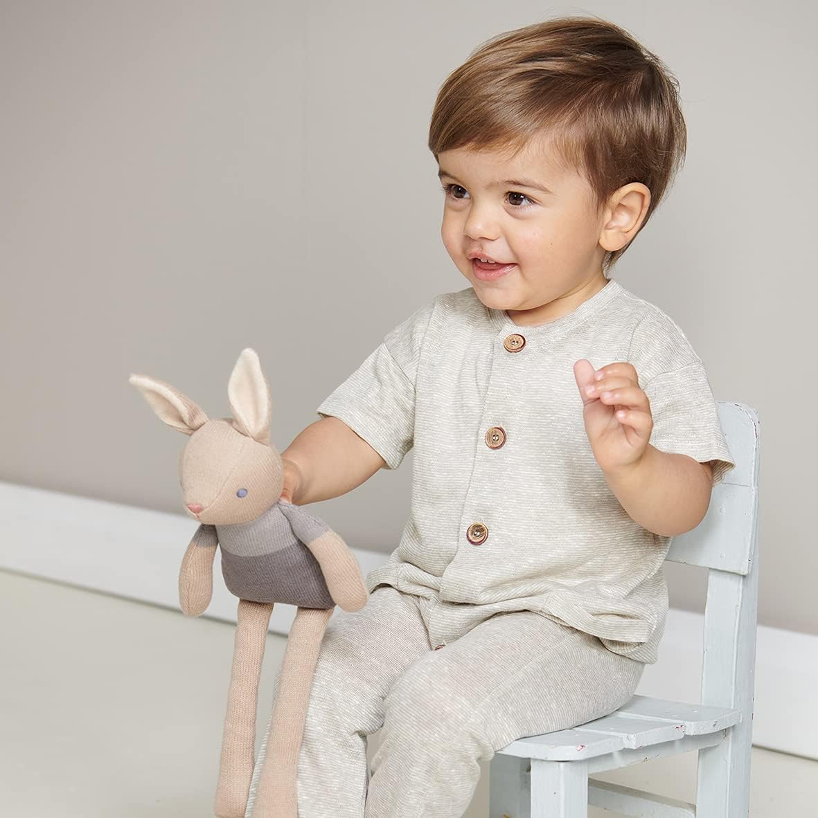 ThreadBear Design Baby Threads Taupe Bunny Doll - Presentes e brinquedos premium para bebês e crianças pequenas