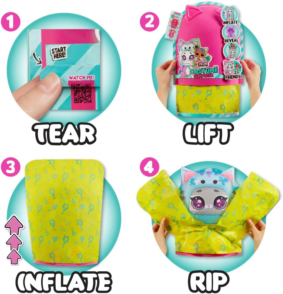 LOL. Surpresa! Fantasia de adolescente surpresa Emma Emo Fashion Doll com fantasia de animal de estimação inflável Teal Kitty e várias surpresas, incluindo modas e acessórios fabulosos - ótimo para crianças de 4 anos ou mais