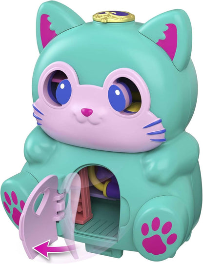 Polly Pocket GTM61 Flip & Find Cat Compact, recurso Flip cria superfícies de jogo duplas, micro boneca, ótimo presente para maiores de 4 anos, multicolorido, 19,0 cm * 5,0 cm * 7,7 cm