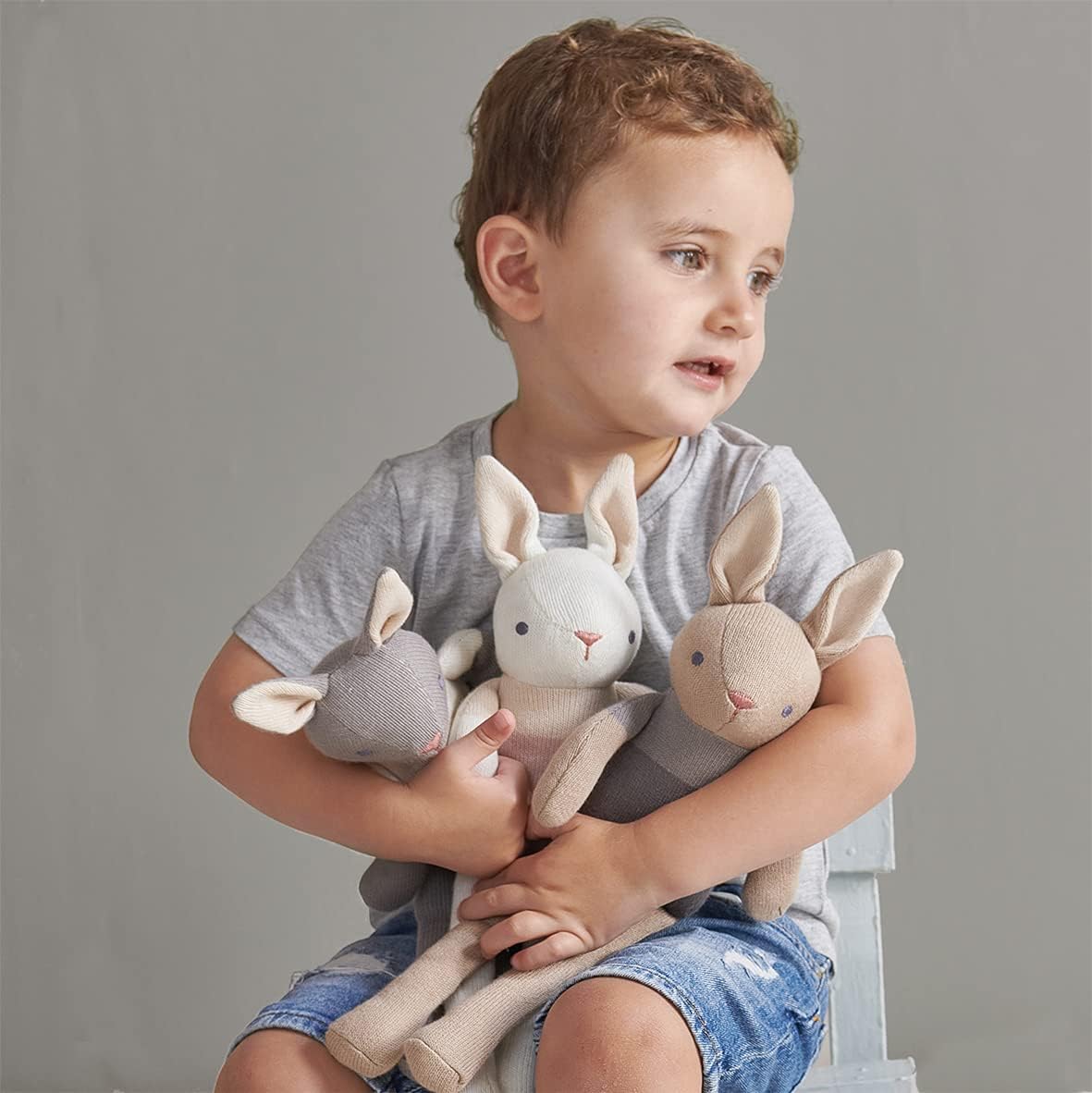 ThreadBear Design Boneca coelhinha creme com fios para bebês - presentes e brinquedos premium para bebês e crianças pequenas