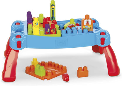 Mega BLOKS Build 'n Learn Conjunto de construção de brinquedo de mesa com 30 blocos de construção grandes e 1 veículo móvel BLOKS Fisher Price Building Toy ABC Blocks, ABC Learning Train Brinquedo de aprendizagem para crianças de 1 a 3 anos