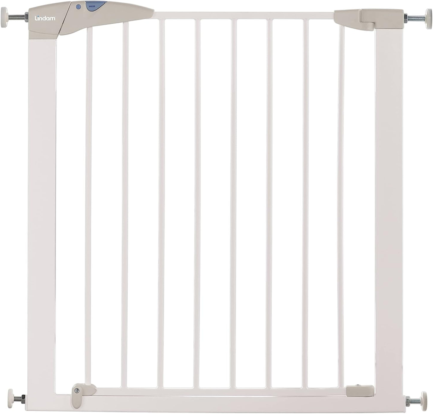 BabyDan Portão de segurança extensível de metal Multidan, branco - serve para aberturas de 62,5 cm a 106,8 cm - encaixe por parafuso e portão de pressão Munchkin Lindam Sure Shut Axis também adequado como portão para cães