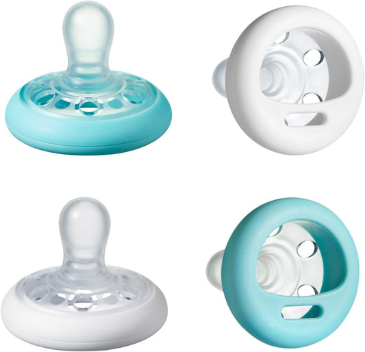 Tommee Tippee Chupeta semelhante a um peito, textura semelhante à pele, design simétrico, binkies sem BPA, 0-6 m, 4 contagens