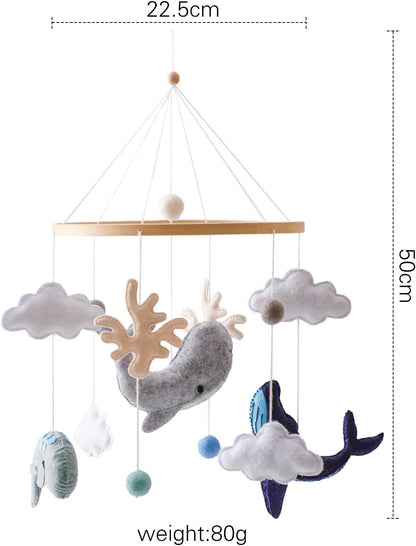 let's make bebê móvel de madeira com bolas, sino de vento de cama de animal marinho, celular para meninos e meninas, presente de decoração de casa fresca