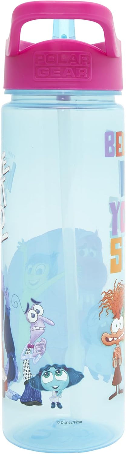 Disney Inside Out 2 botellas de agua para niños de 600 ml con pajita de Polar Gear - Material escolar para niñas - Botella de agua para niños - Productos oficiales de Inside Out