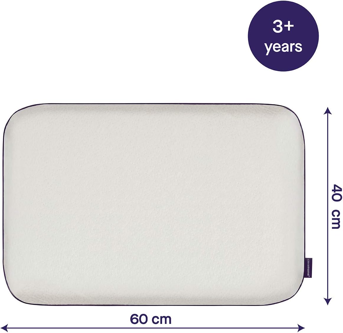 Clevamama Almohada Junior para Niños (3+) de Espuma Reflex Support, Transpirable con Esencias de Lavanda para un Sueño Relajante - 40x60x7 cm