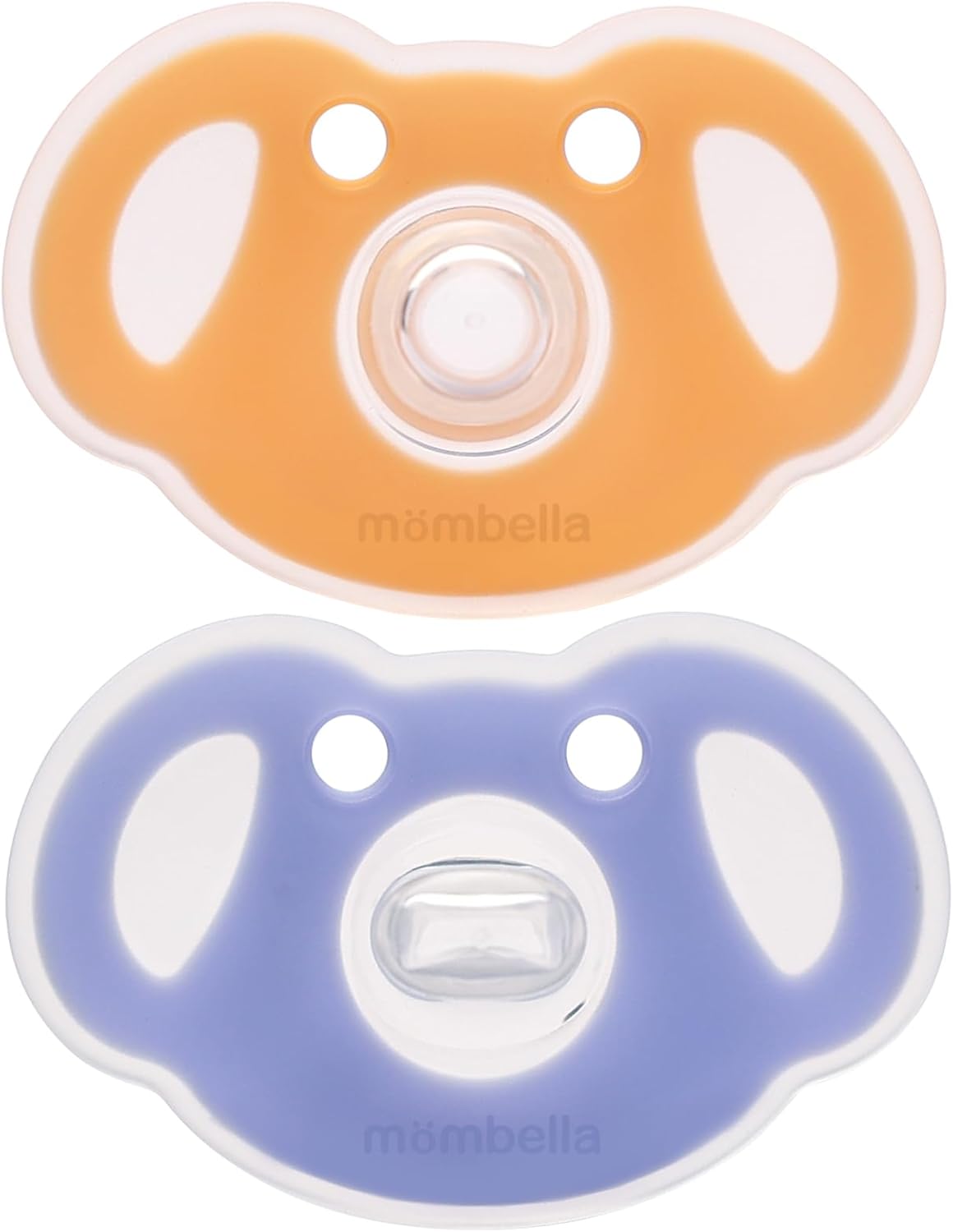 Mobella Chupetas Koala 0-3 meses, chupeta de silicone para bebês amamentados, chupeta para recém-nascidos com bico macio, binkies sem BPA, design de escudo ortodôntico, simétrico e de curvas, conjunto diurno e noturno