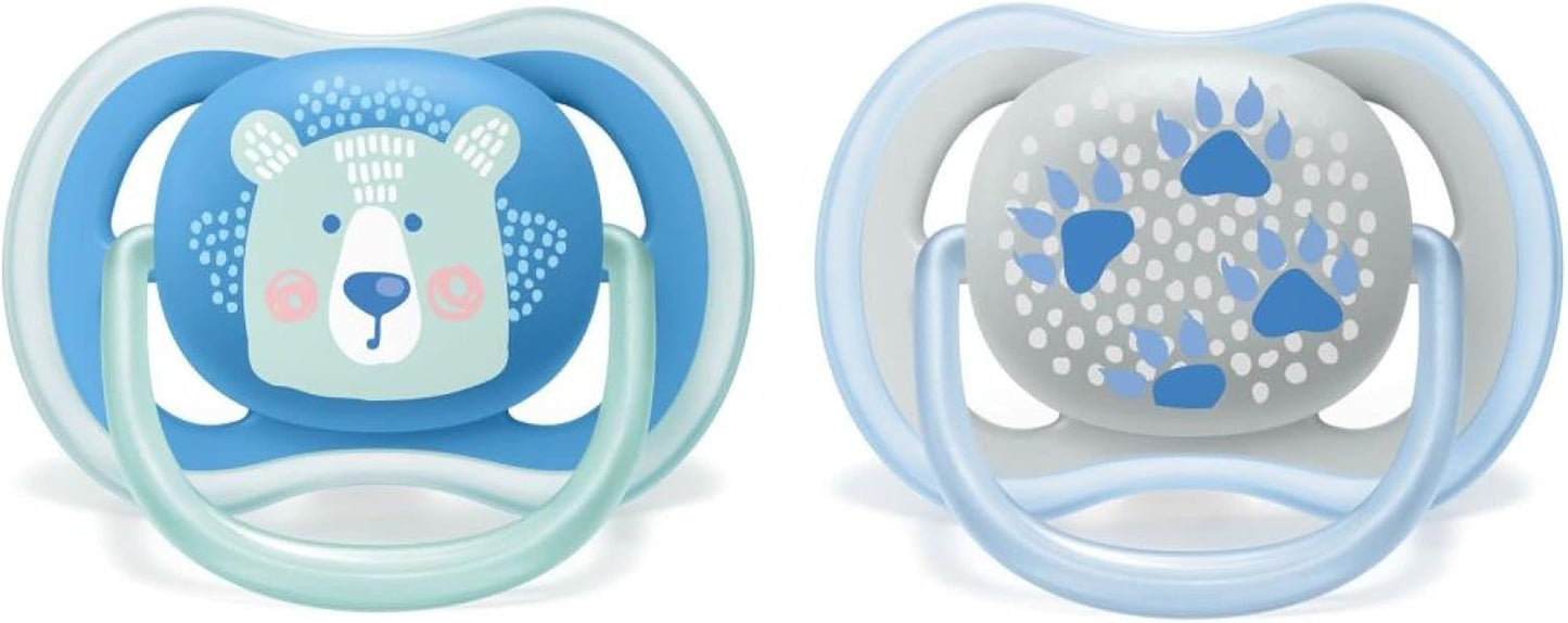 Philips Avent Chupeta Ultra Air SCF085/03 Proteção leve projetada para fornecer fluxo de ar com grandes orifícios para manter a pele do seu bebê seca