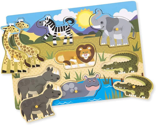 Melissa & Doug Wooden Toys - Safari Peg Boards para crianças, brinquedos de aprendizagem para meninas e meninos de 2 anos, presentes de quebra-cabeças para crianças, quebra-cabeças de madeira para crianças de 2 anos