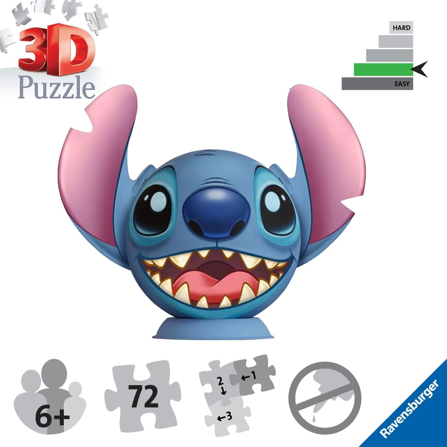 Ravensburger Disney Stitch 3D quebra-cabeça para crianças de 6 anos ou mais - 72 peças - Não requer cola - Presentes para crianças