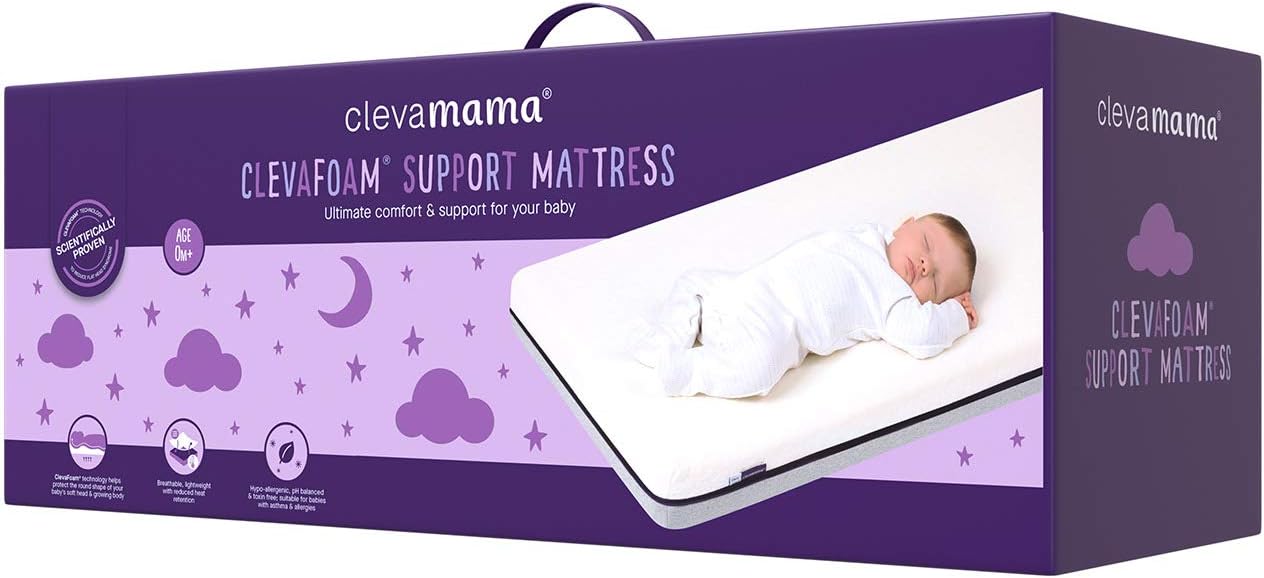 ClevaMama Clavefaom colchones de apoyo para cuna y bebés, estructura multicapa 100% transpirable, certificado para asma y alergias, tamaño - 60x120x9cm