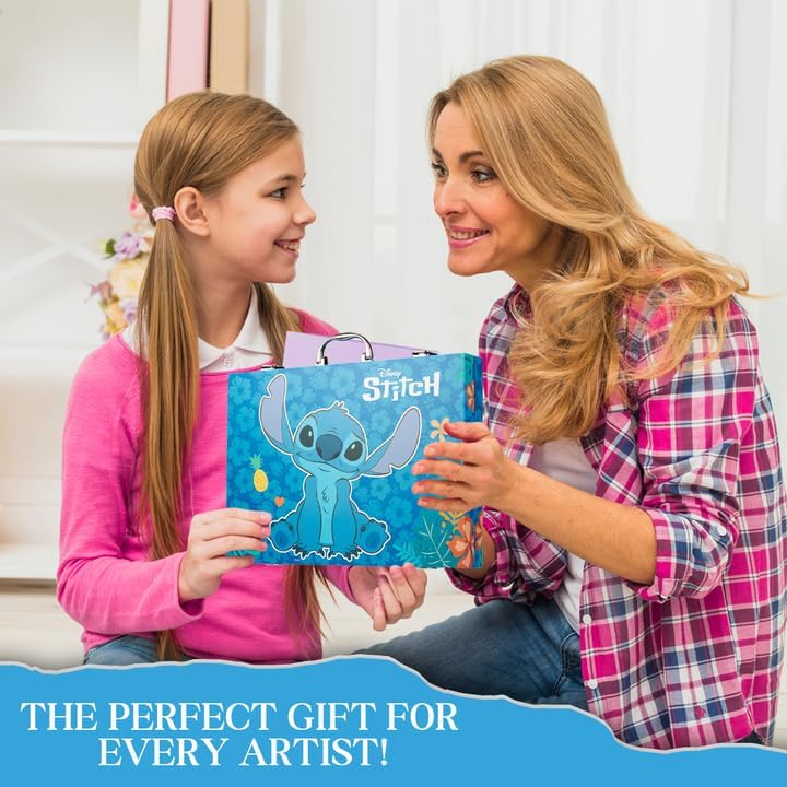 Disney Stitch Art Set para niños, más de 130 piezas, lápices de colores congelados, suministros de arte de princesa, regalos de puntadas (juego de puntadas múltiples)