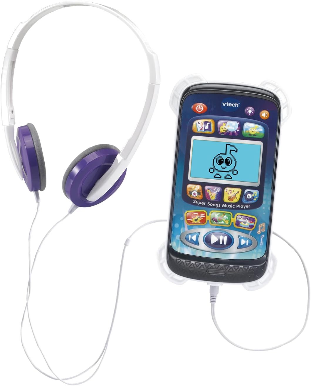 VTech Super Songs Music Player, reprodutor de música interativo com 10 músicas, fones de ouvido incluídos, 4 gêneros musicais, 2 modos e 3 jogos musicais, para crianças de 3, 4, 5 anos ou mais, versão em inglês