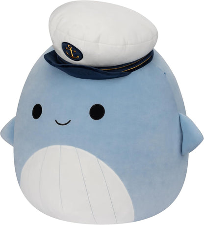 Squishmallows SQCR02420 Ballena Azul Samir Original de 20 Pulgadas con Gorro de Marinero - Peluche Oficial Jumbo Ultrasoft