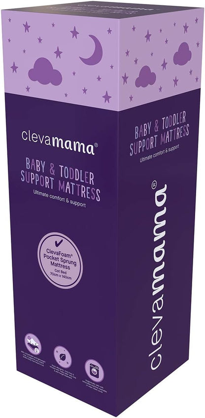 ClevaMama Colchón de muelles ClevaFoam para bebés y niños pequeños para cuna para apoyar el crecimiento del cuerpo y reducir la presión con estructura de espuma múltiple - 70x140x11 cm