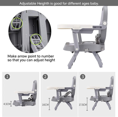 Bebamour Assento elevatório para cadeira de bebê com bandeja Sit Me Up Cadeira de bebê para comer portátil, viagem, com estofamento bege