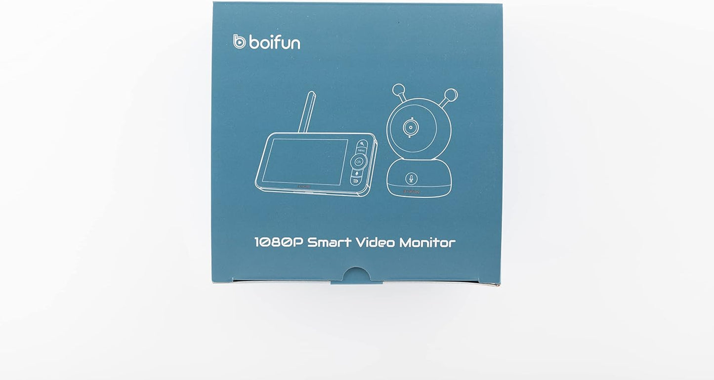 BOIFUN Câmera de vídeo 2K Wifi para monitor de bebê, aplicativo e controle de tela de 5 '', detecção de movimento e choro, PTZ, rastreamento automático, visão noturna, área de alarme, sensor de temperatura e umidade, conversa