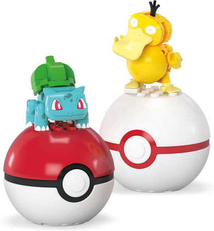 MEGA Conjunto de brinquedos de construção Pokémon Squirtle e Cubone com 45 peças, 2 personagens articulados e Pokébola, 2 polegadas de altura, para crianças, HXP15