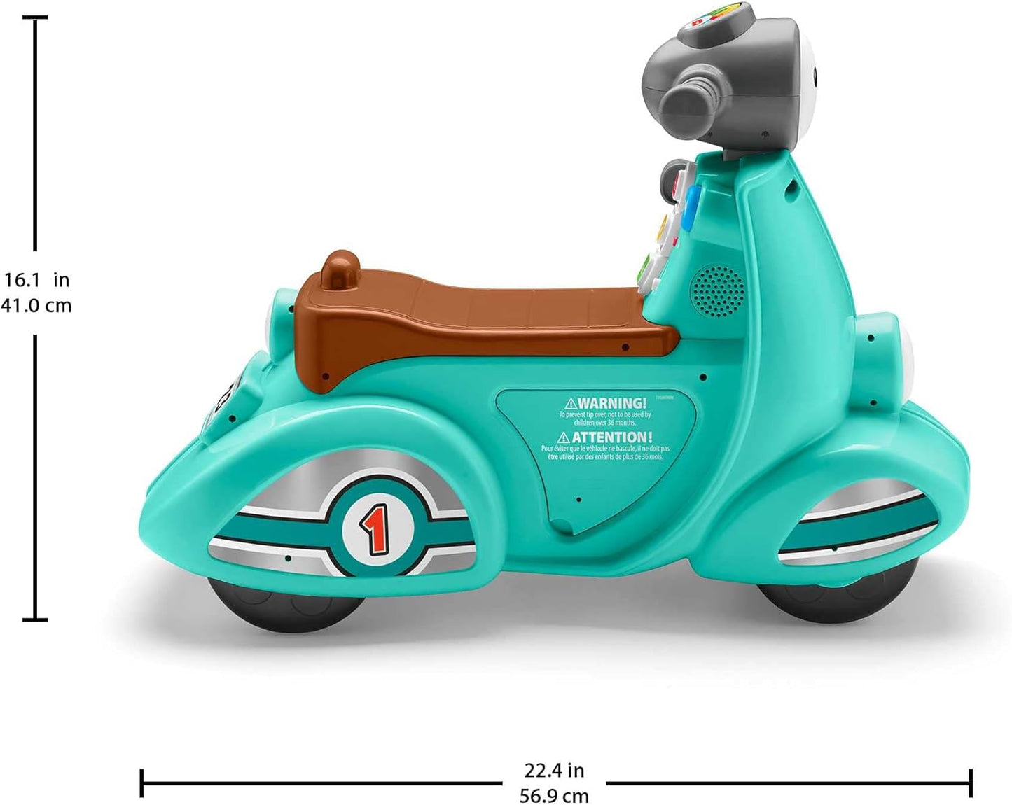 Fisher-Price Scooter de brinquedo para crianças da com conteúdo educacional de estágios inteligentes para brincadeiras de simulação, versão em vários idiomas, rir e aprender,