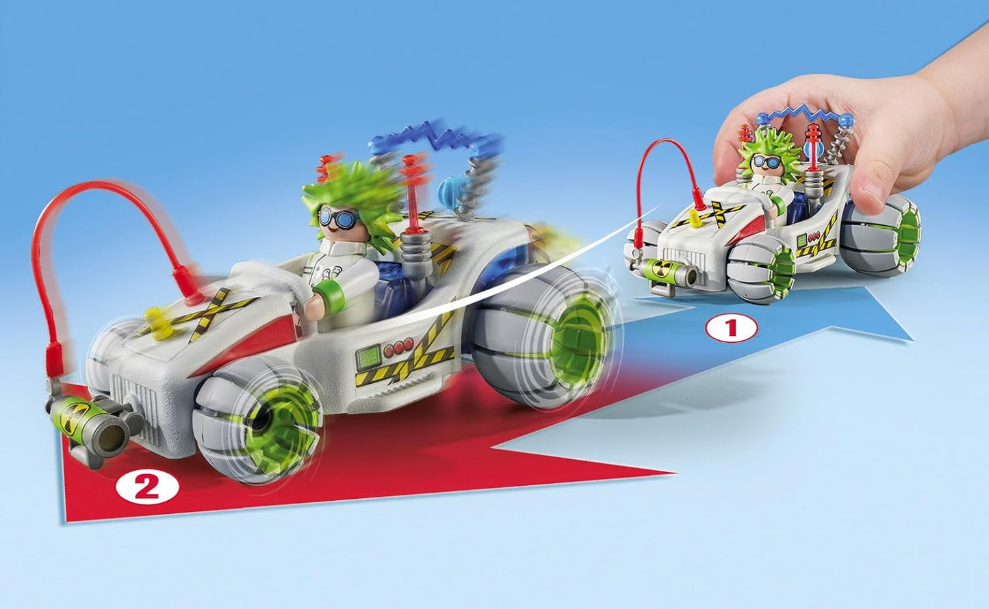 Playmobil 71633 Funstars: Racing Professor, kart com motor retrátil, conjunto dinâmico para corridas emocionantes, conjuntos detalhados adequados para crianças a partir de 4 anos