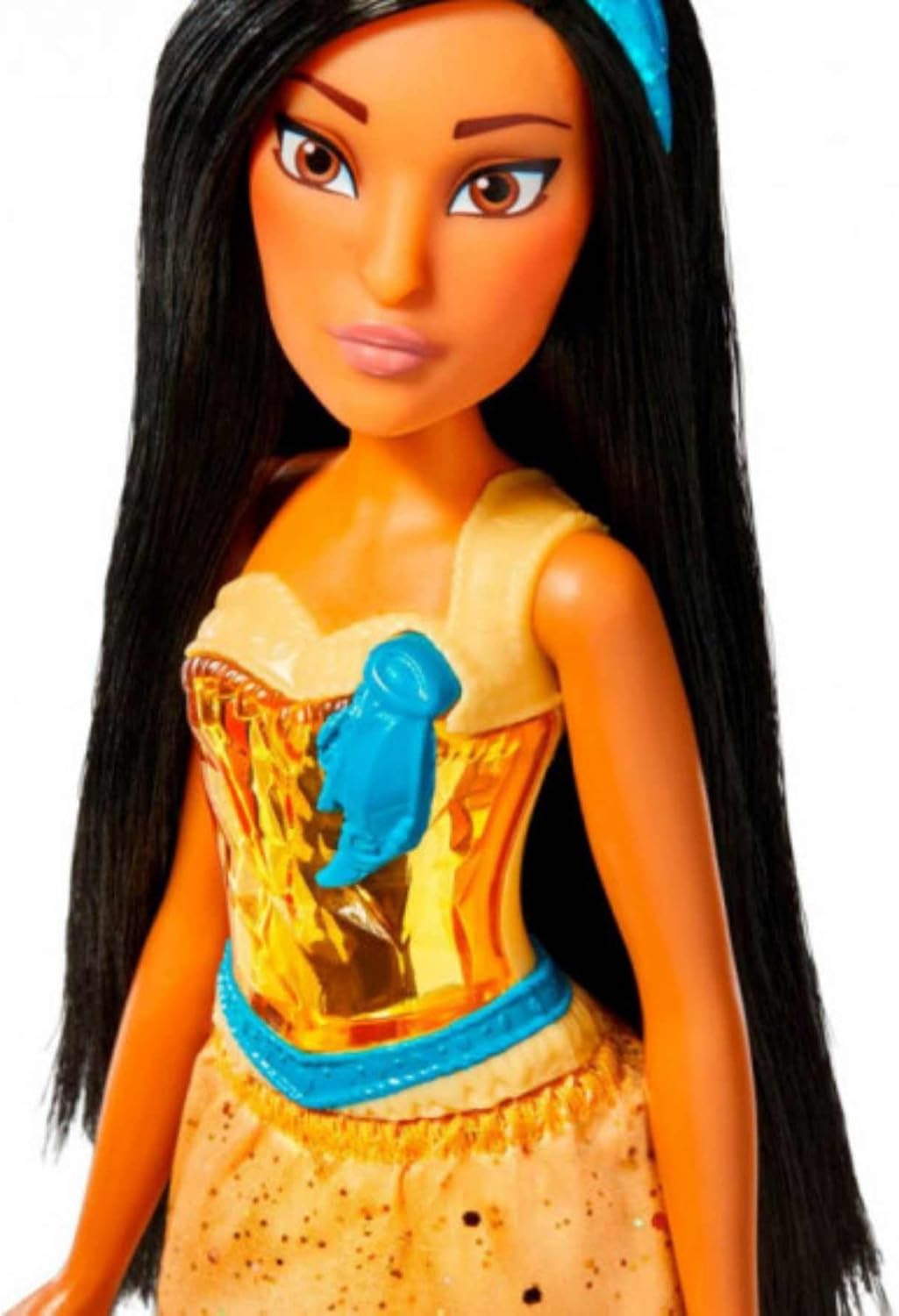 Muñeca Disney Princess Royal Shimmer Pocahontas, muñeca de moda con falda y accesorios, juguete para niños a partir de 3 años