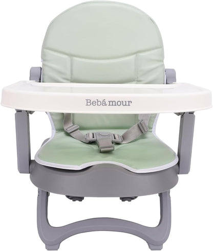 Bebamour Assento elevatório para cadeira de bebê com bandeja Sit Me Up Cadeira de bebê para comer portátil, viagem, com estofamento verde