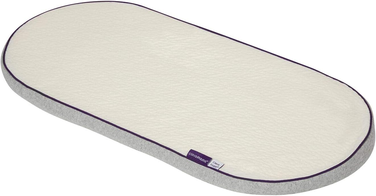 ClevaMama ClevaFoam Colchón para cochecito y moisés, certificado para asma y alergias, tamaño 66 x 28 x 2,5 cm, blanco, 1 unidad (paquete de 1)